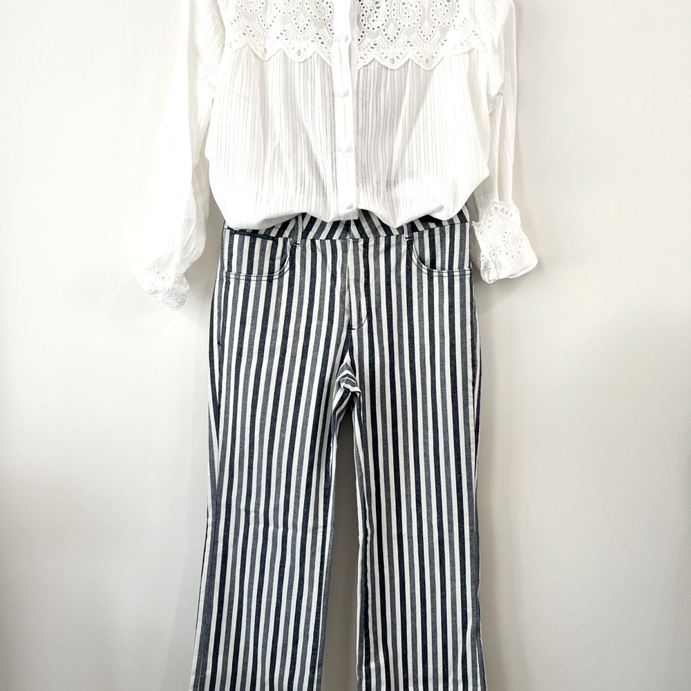 Anthropologie trousers. Denim/twill stripe. 27P. Fits like 26.